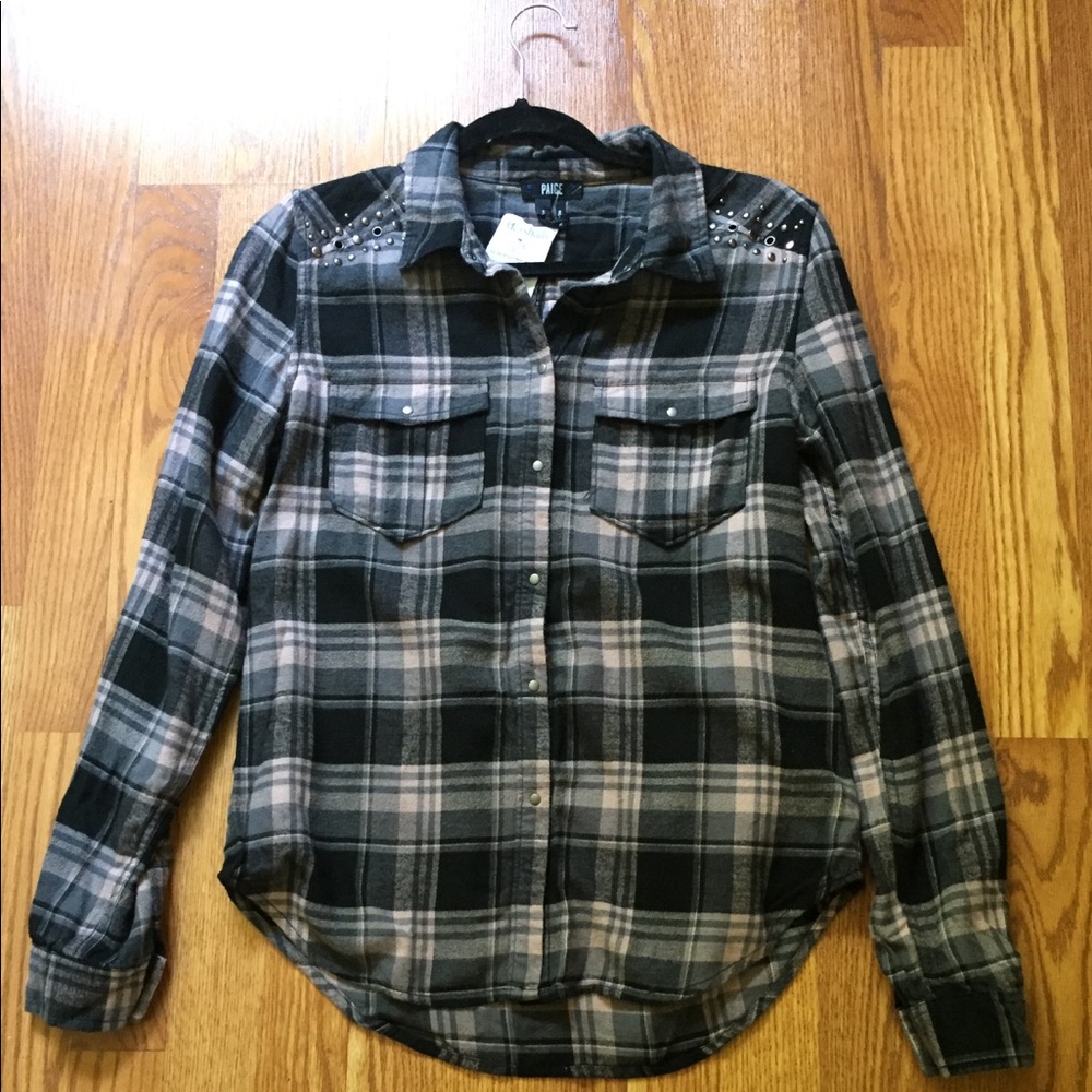 Pink and grey plaid shirt